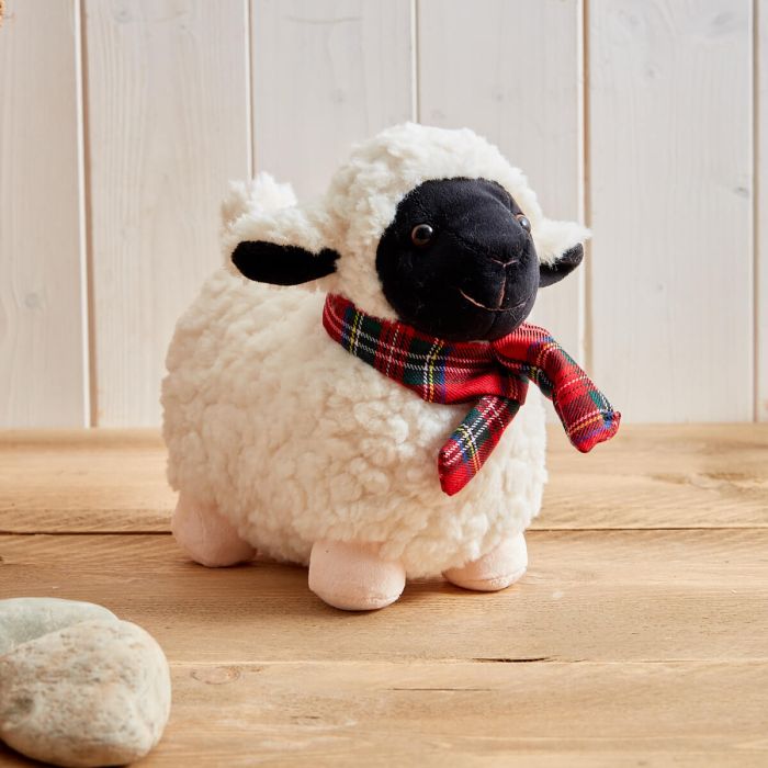 Black Face Sheep with Tartan Scarf - Small