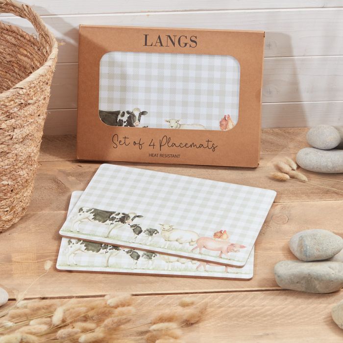 Gingham Farm Animal Placemats