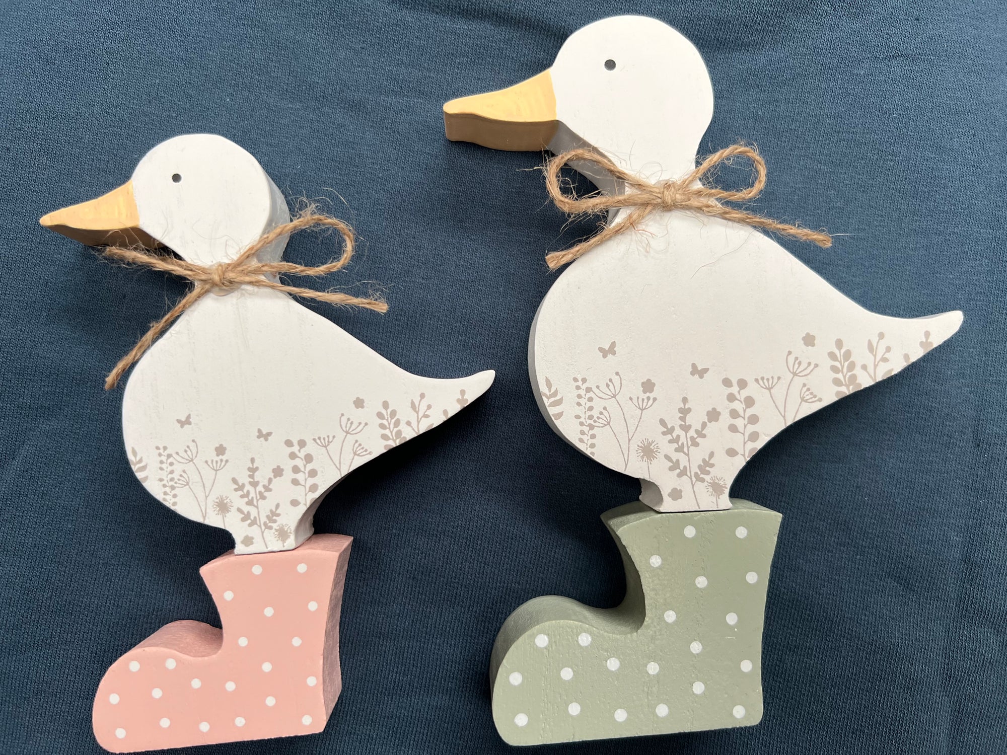 Wooden Ducks with Wellies Pair