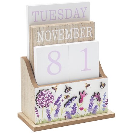Lavendar & Bee Wooden Calendar