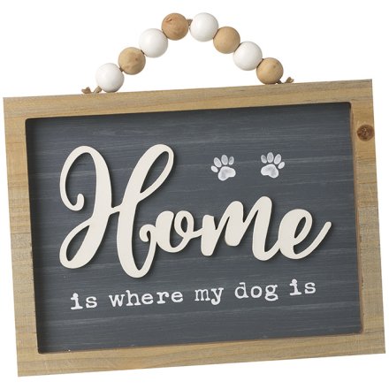 Home Dog Sign with Beaded Hanger
