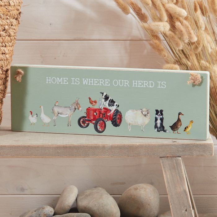 Home Is Where Our Herd Is Wooden Plaque