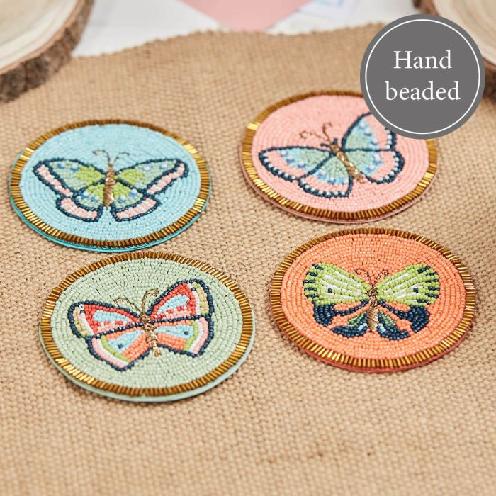 Beaded Bright Butterfly Coaster