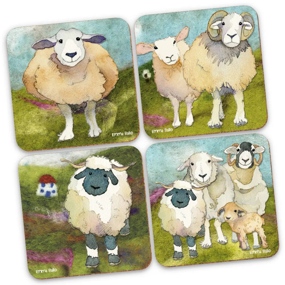 Felted Sheep Coaster Set