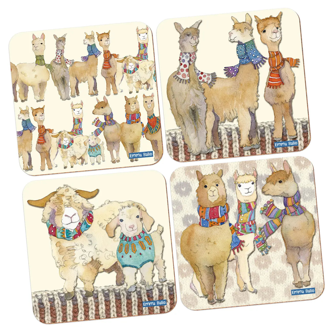 Alpacas & Friends Assorted Packed Coasters (4pc)